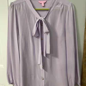 Lavender silk Lilly Pulitzer blouse size Medium